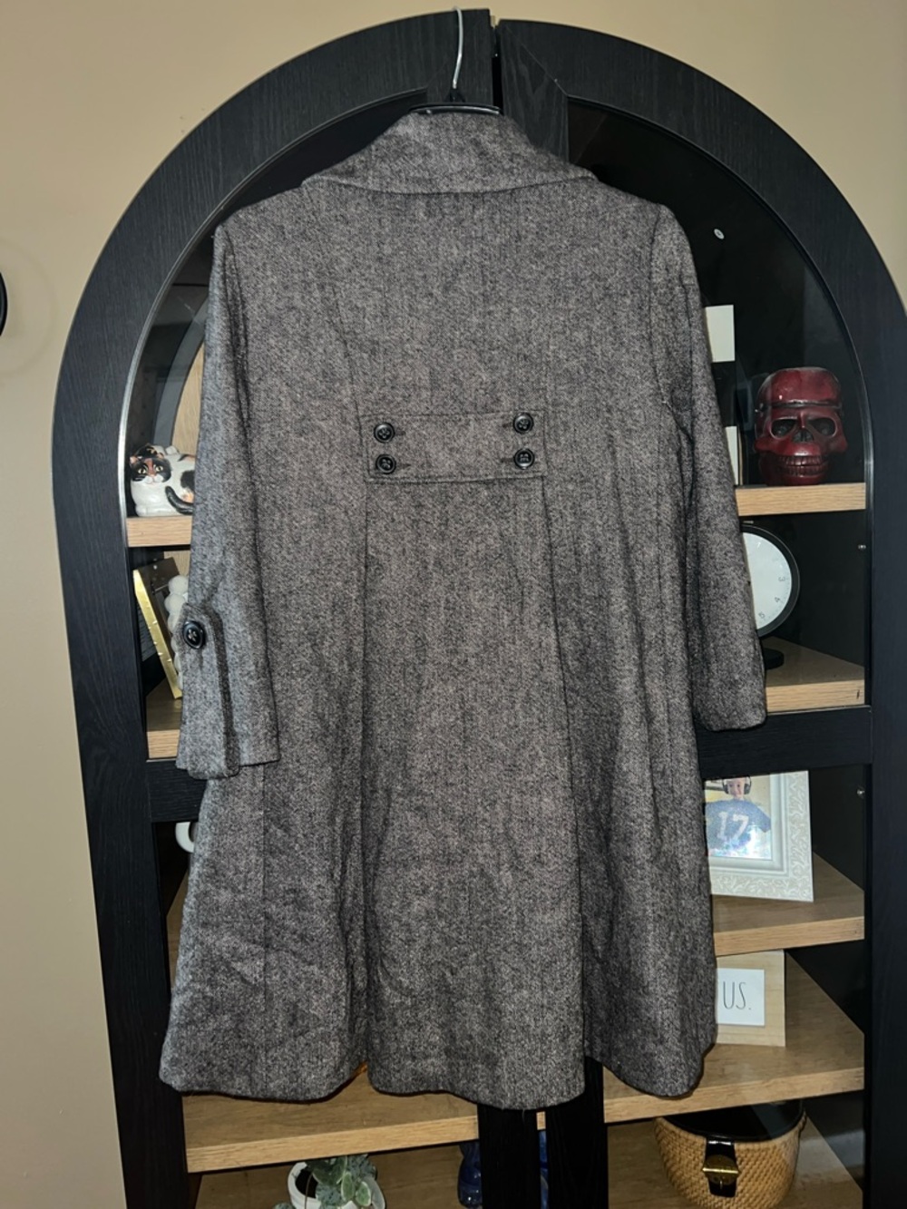 CAbi Taupe-Gray A-Line Wool-Blend Pea Coat 8 - Picture 9 of 16